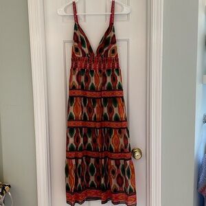 NWT Alice & Olivia Smocked Maxi Dress Aztec Geometric Print Sz 8 - NEW Tags